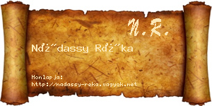 Nádassy Réka névjegykártya
